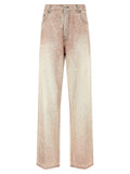 Gray Cotton Straight-Leg Jeans