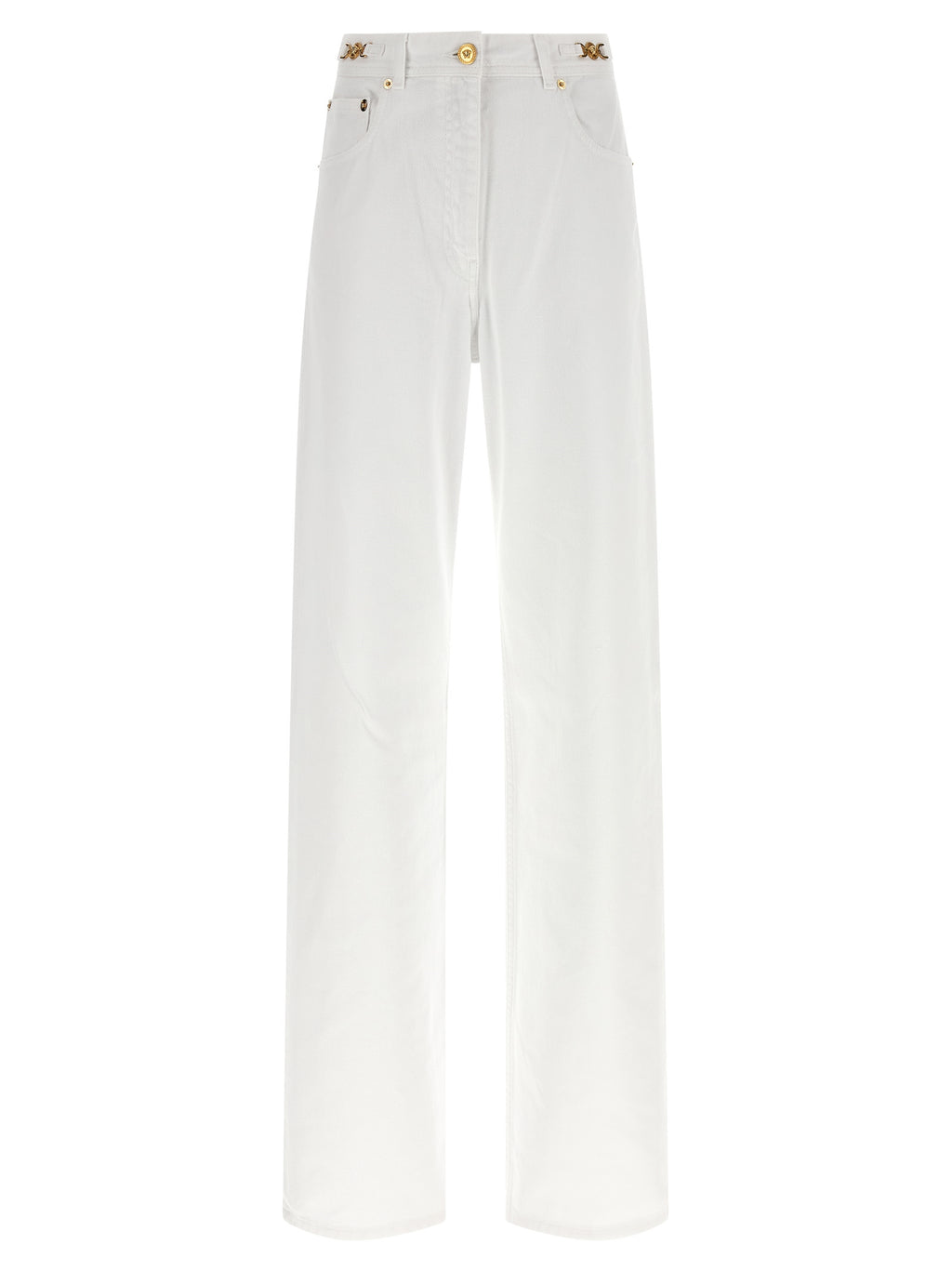 White Cotton Straight-Leg Jeans