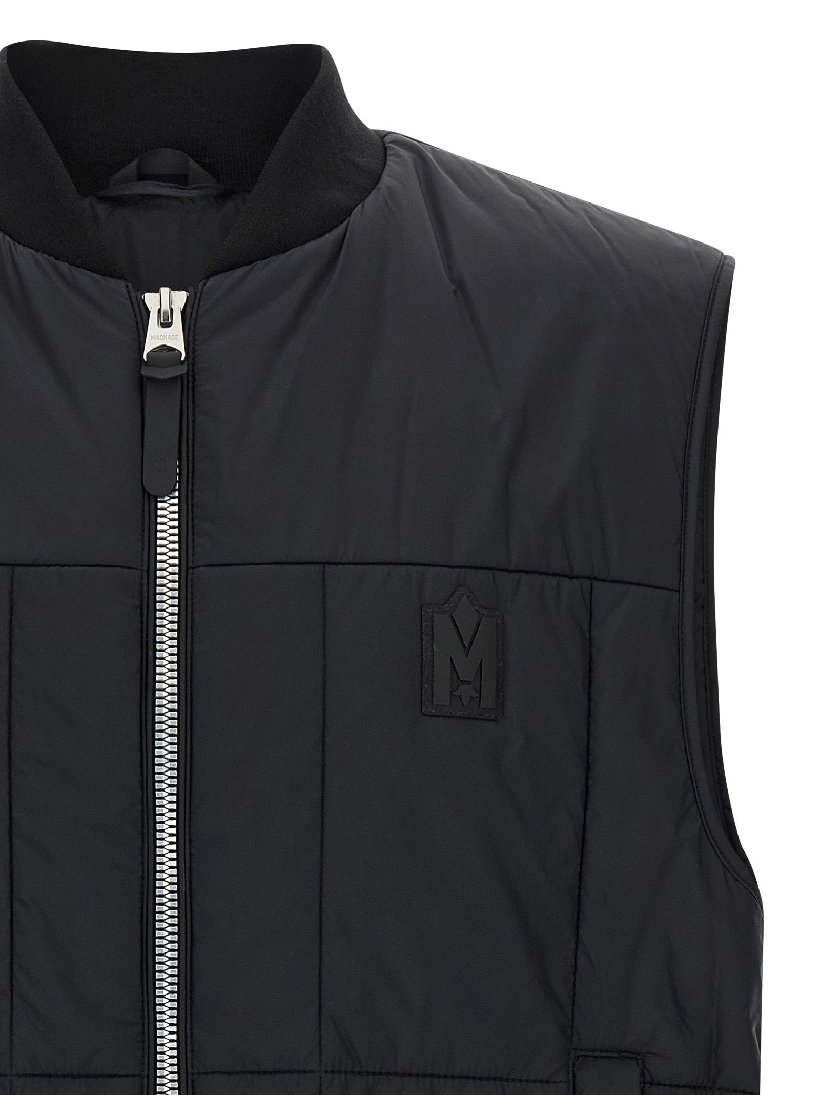 Black Nylon Sleeveless Jacket
