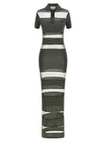 Bicolor Cotton Long Dress