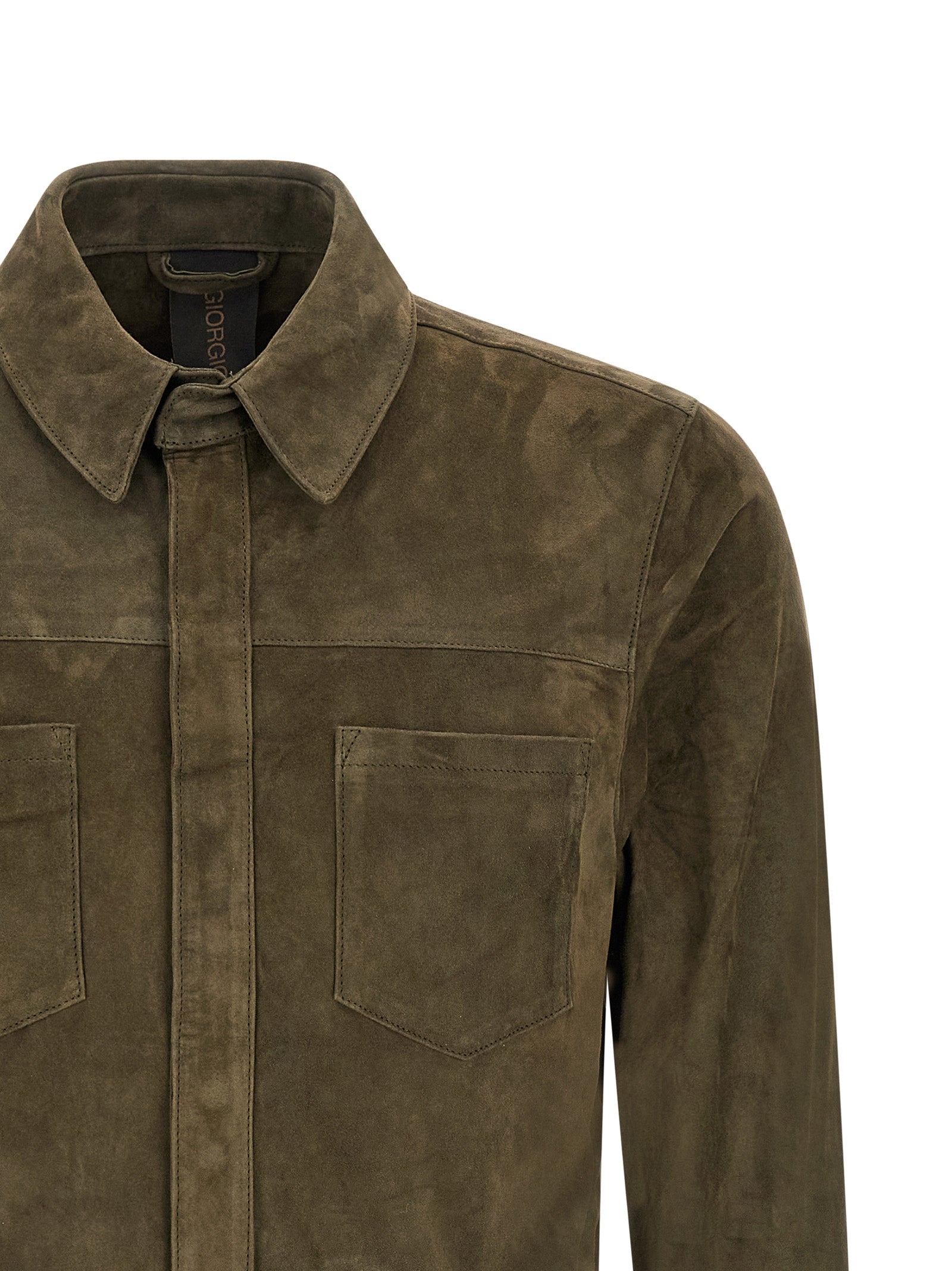 Bicolor Suede Leather Blouse