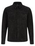 Black Suede Leather Blouse