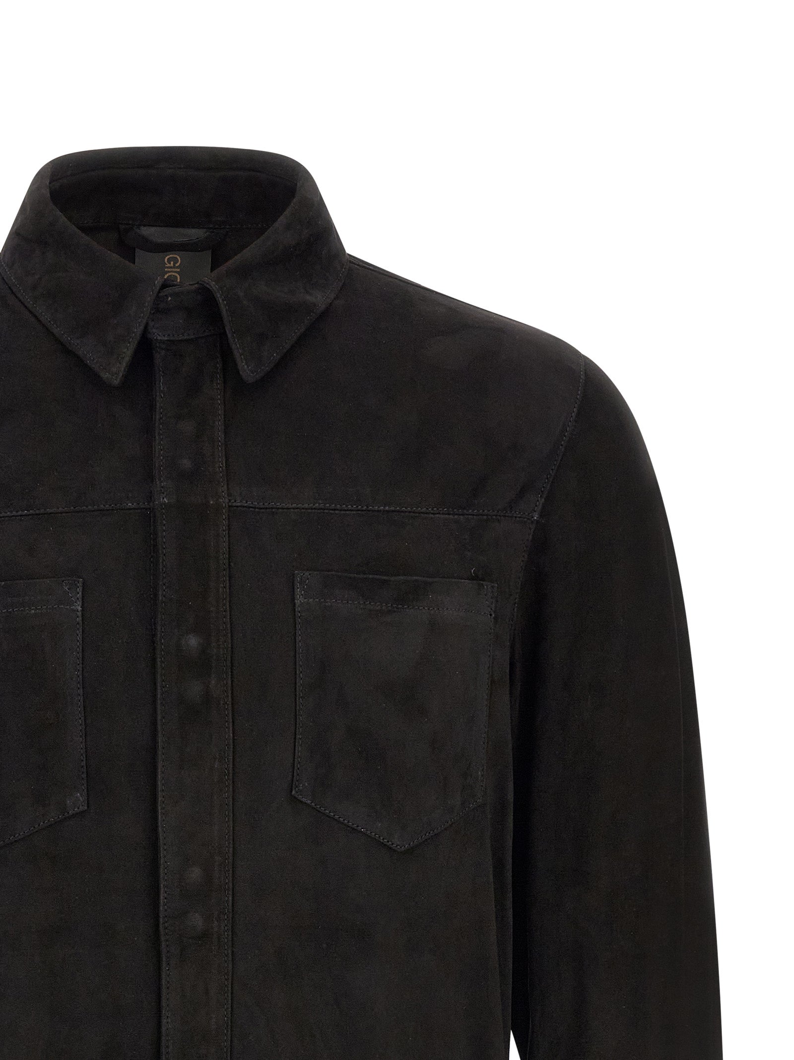 Black Suede Leather Blouse