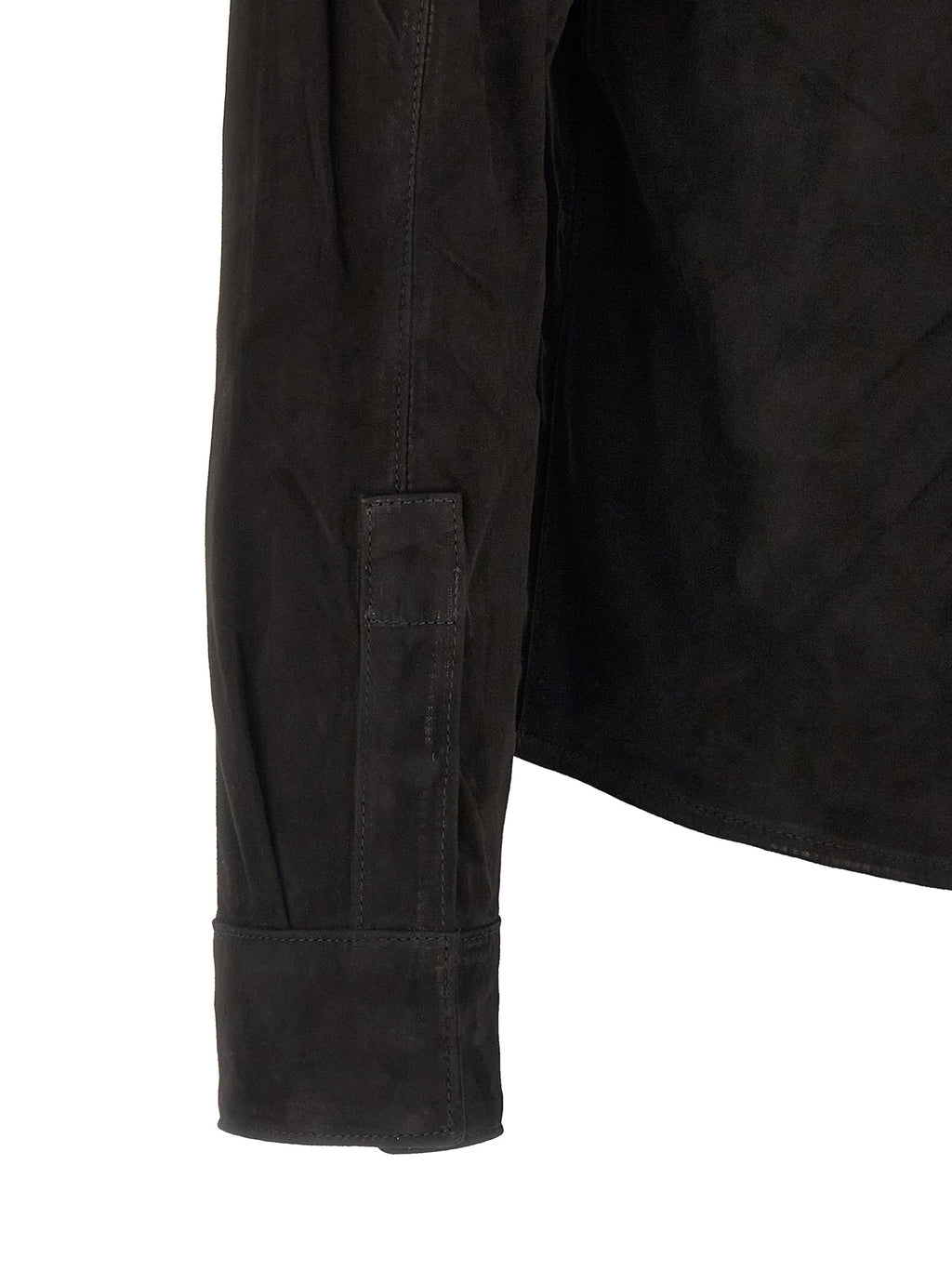 Black Suede Leather Blouse