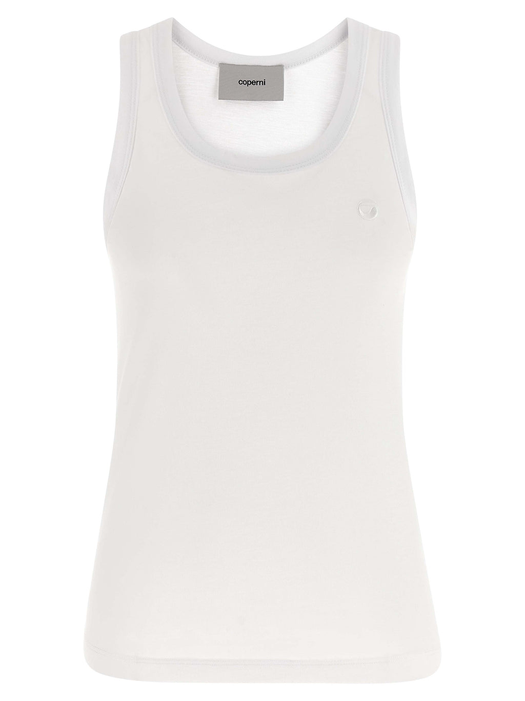 White Cotton Sleeveles T-Shirt
