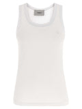 White Cotton Sleeveles T-Shirt