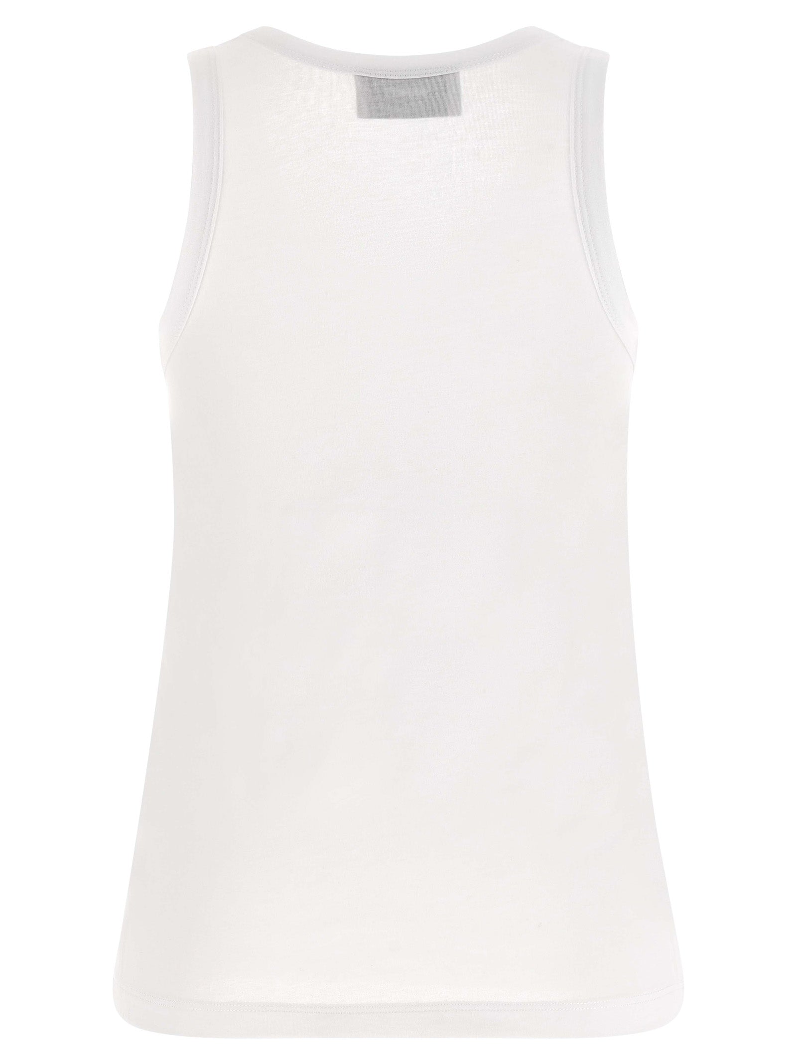 White Cotton Sleeveles T-Shirt