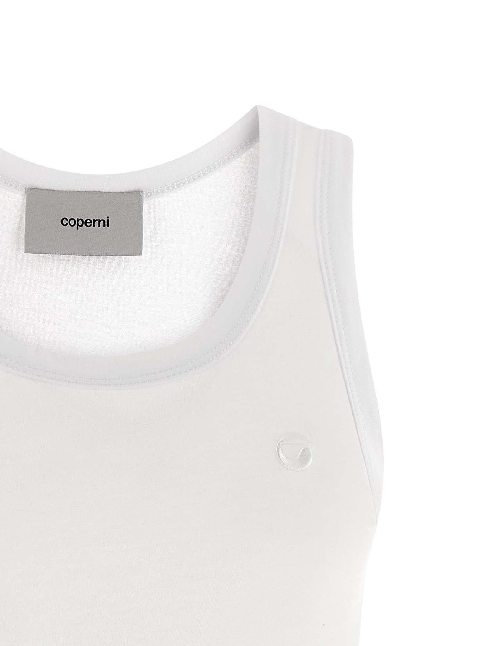 White Cotton Sleeveles T-Shirt