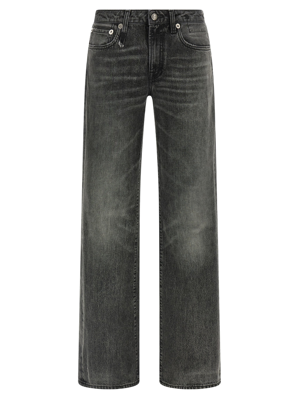 Gray Cotton Straight-Leg Jeans