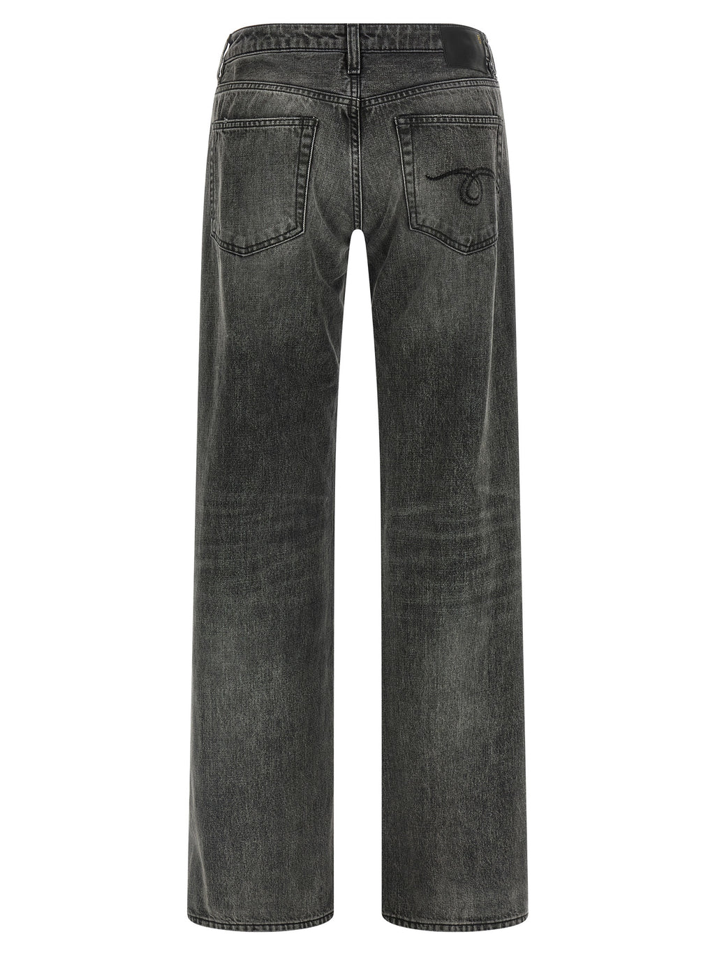 Gray Cotton Straight-Leg Jeans