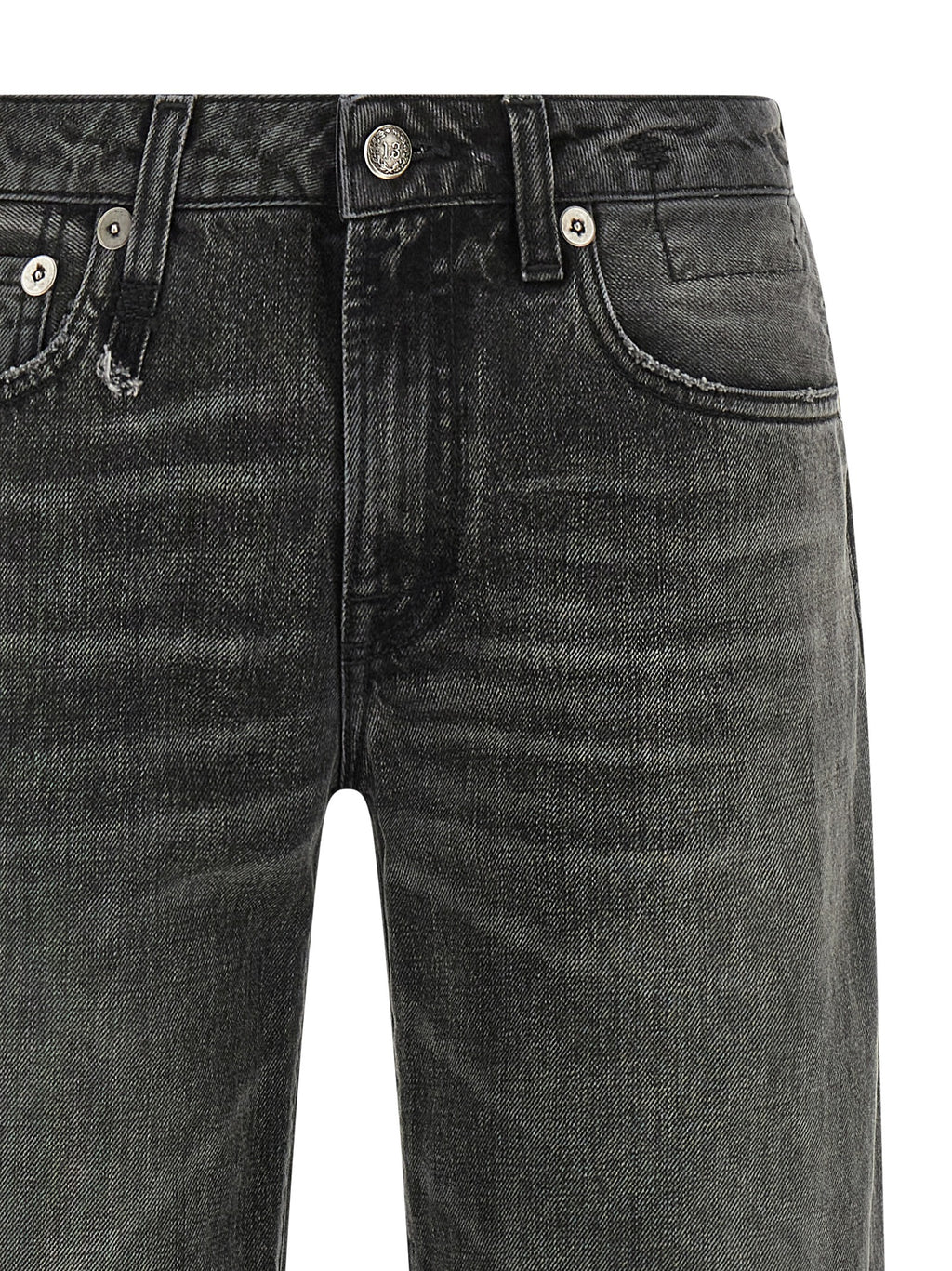 Gray Cotton Straight-Leg Jeans
