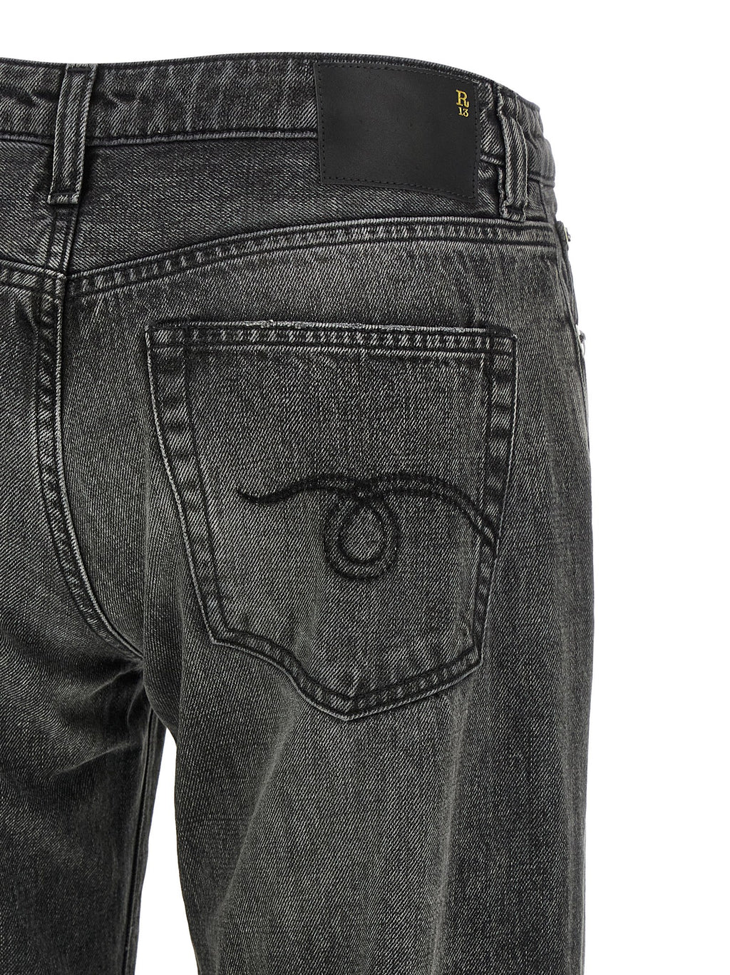 Gray Cotton Straight-Leg Jeans