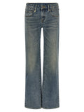 Blue Cotton Flared Jeans