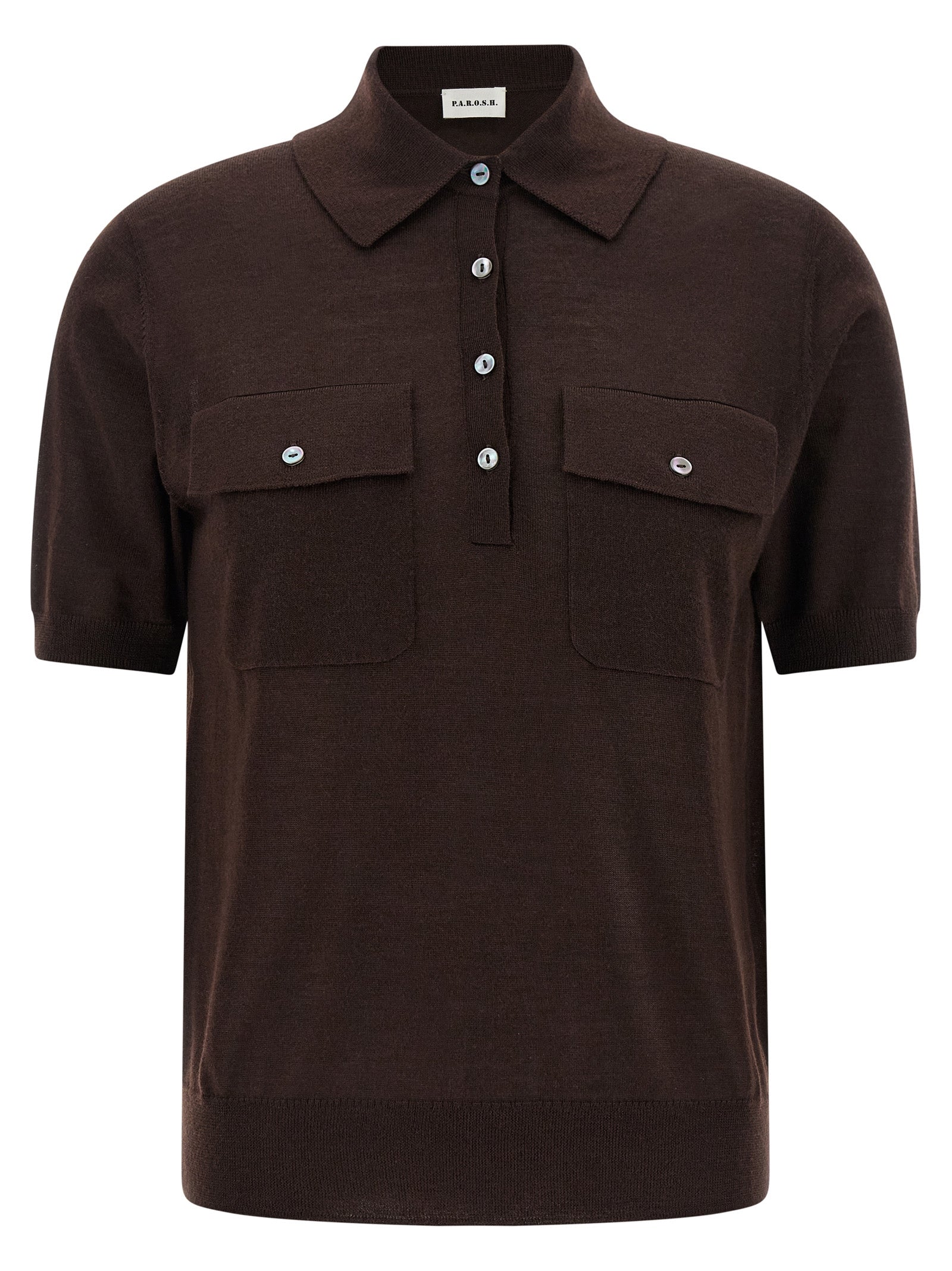 Brown Wool Polo Shirt