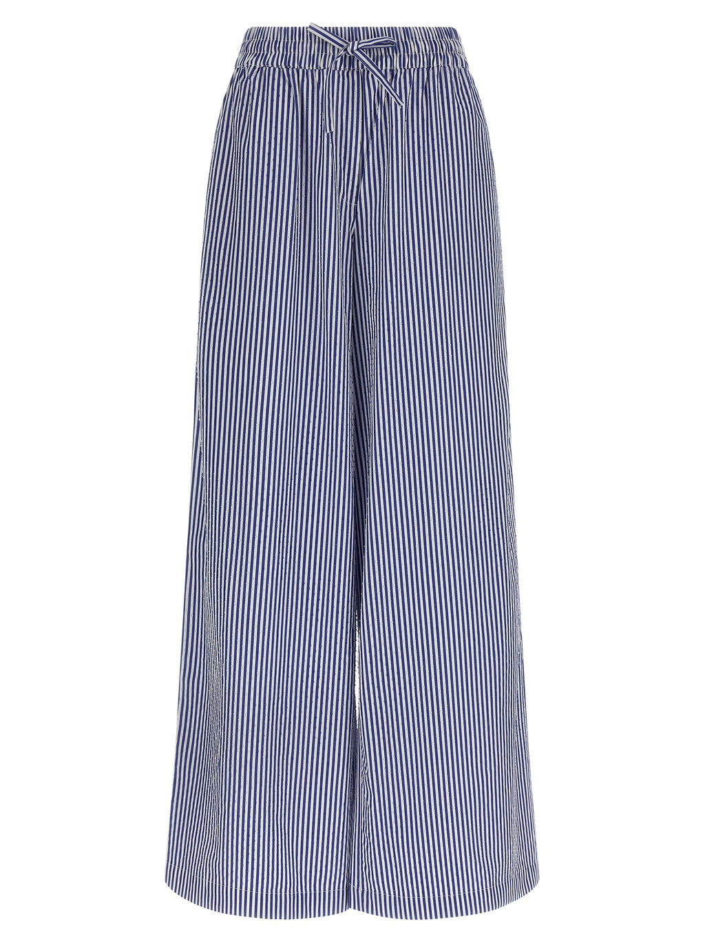 Blue Cotton Casual Pants