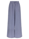 Blue Cotton Casual Pants