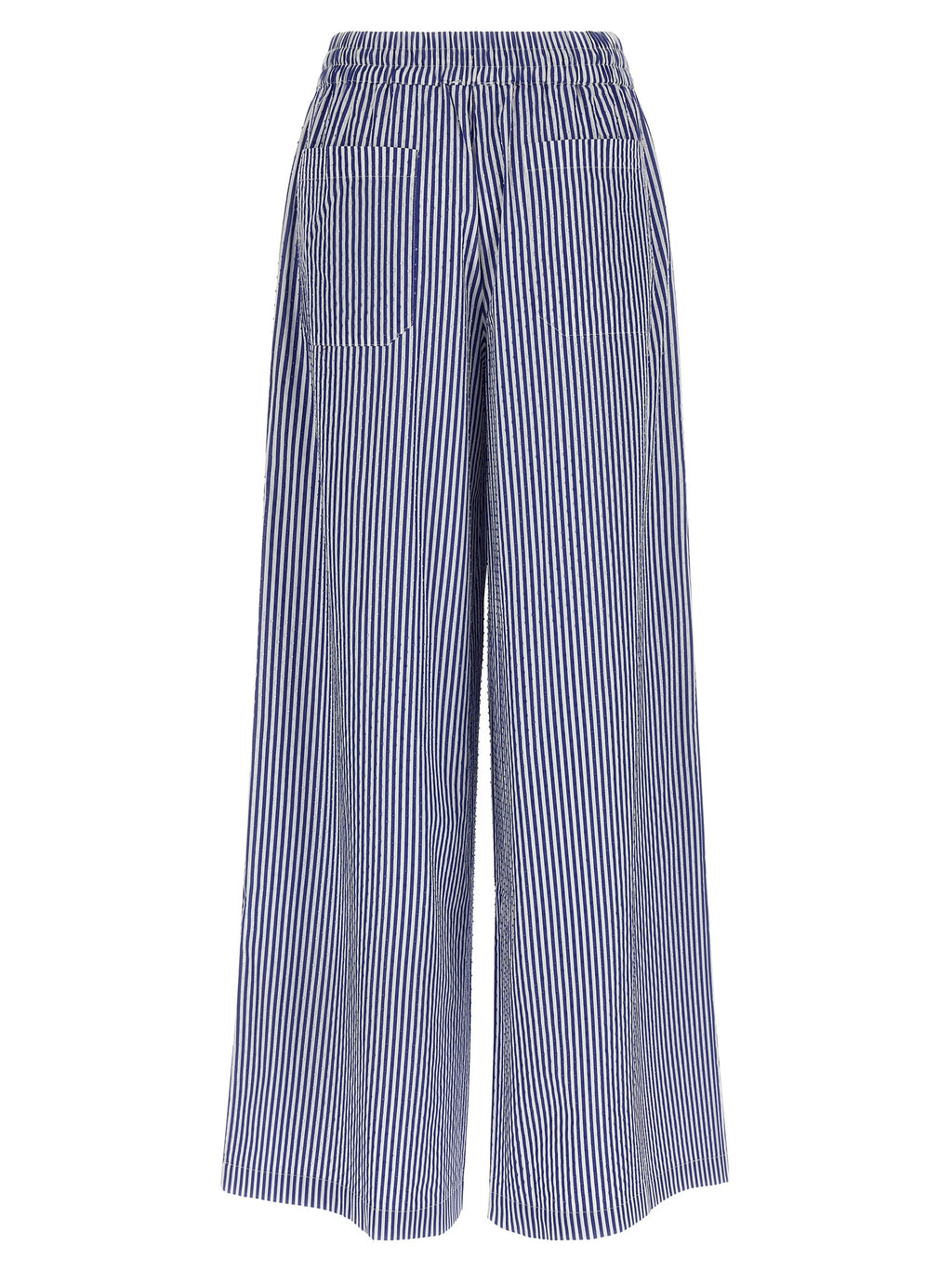 Blue Cotton Casual Pants