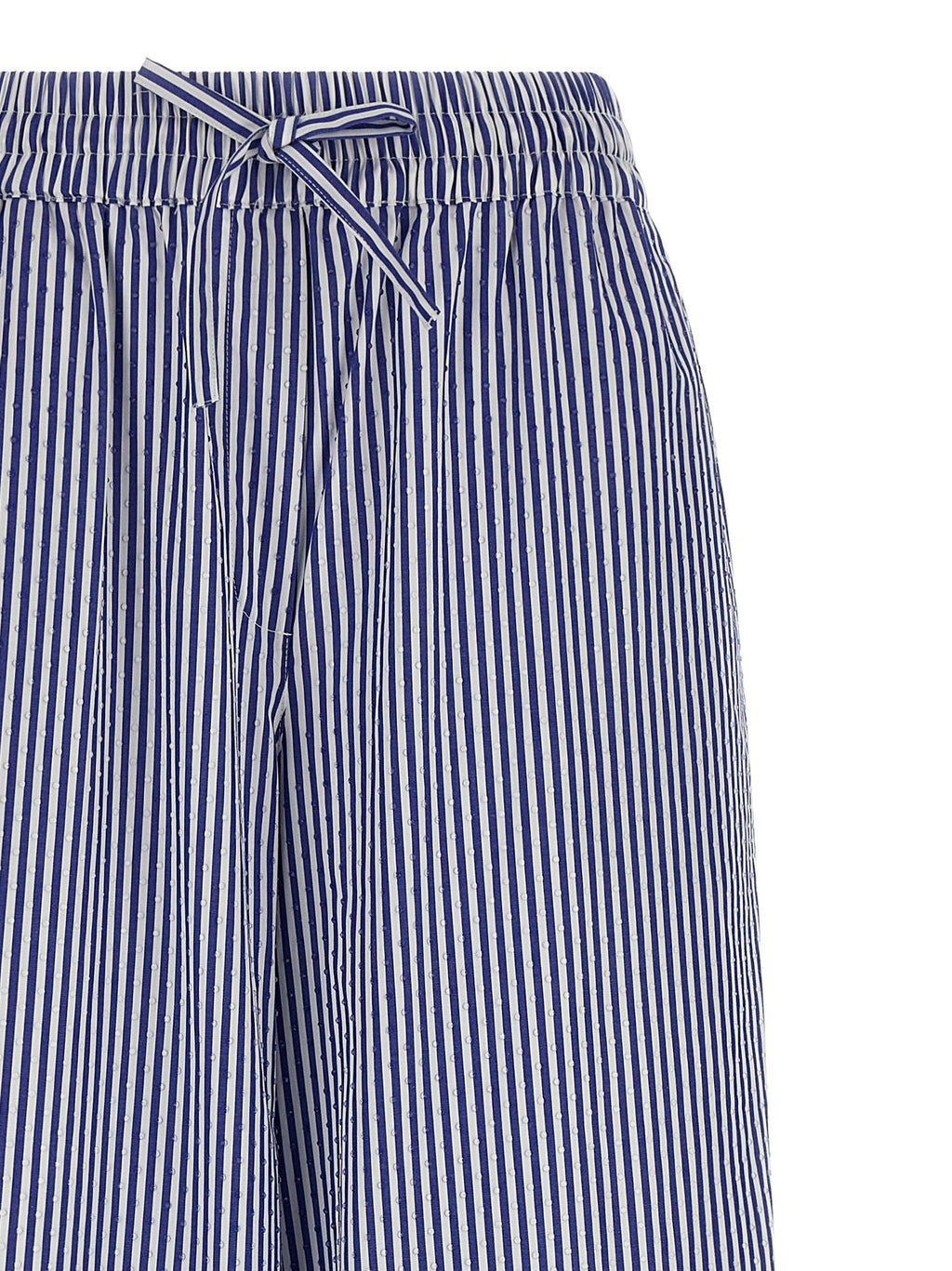 Blue Cotton Casual Pants