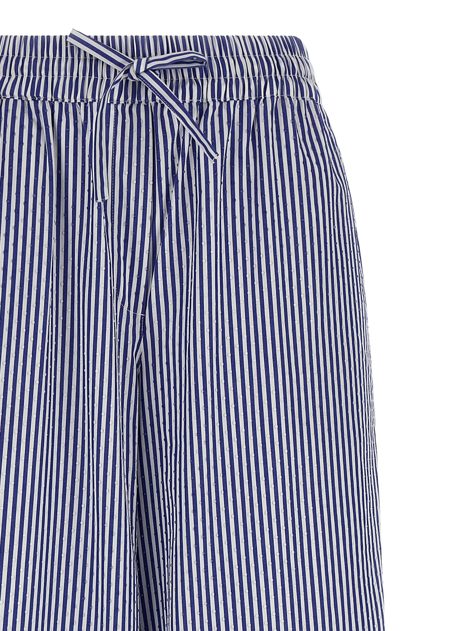 Blue Cotton Casual Pants