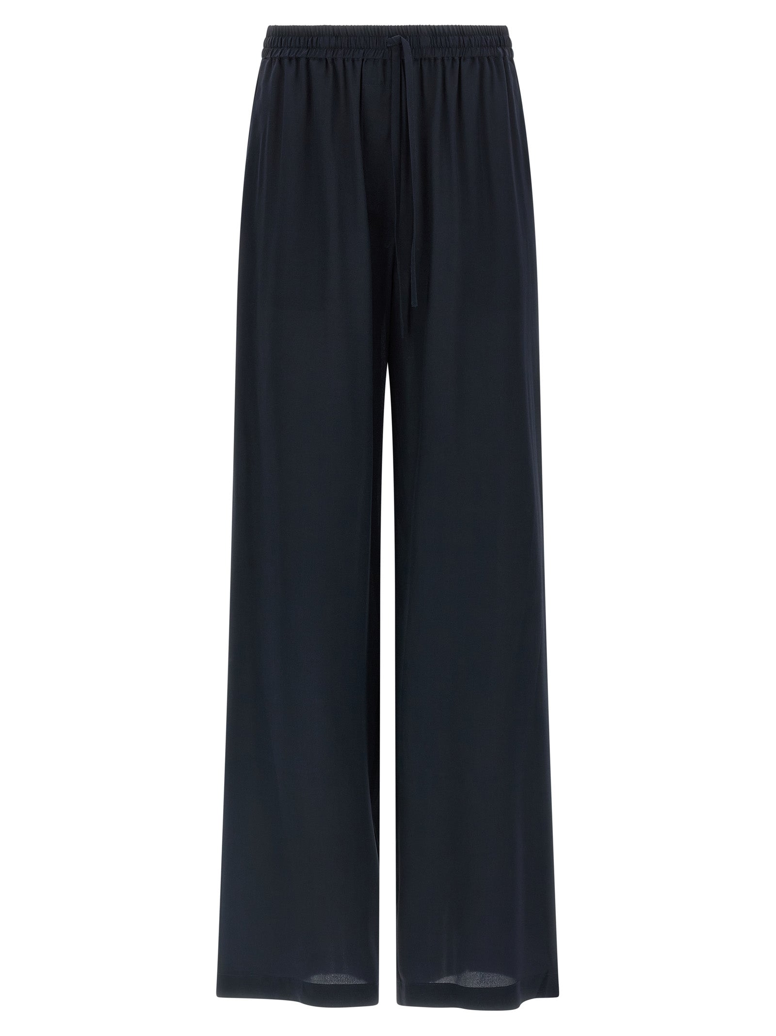 Blue Silk Casual Pants