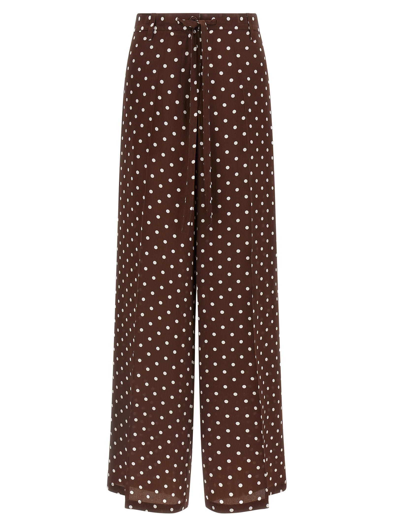 Brown Silk Casual Pants