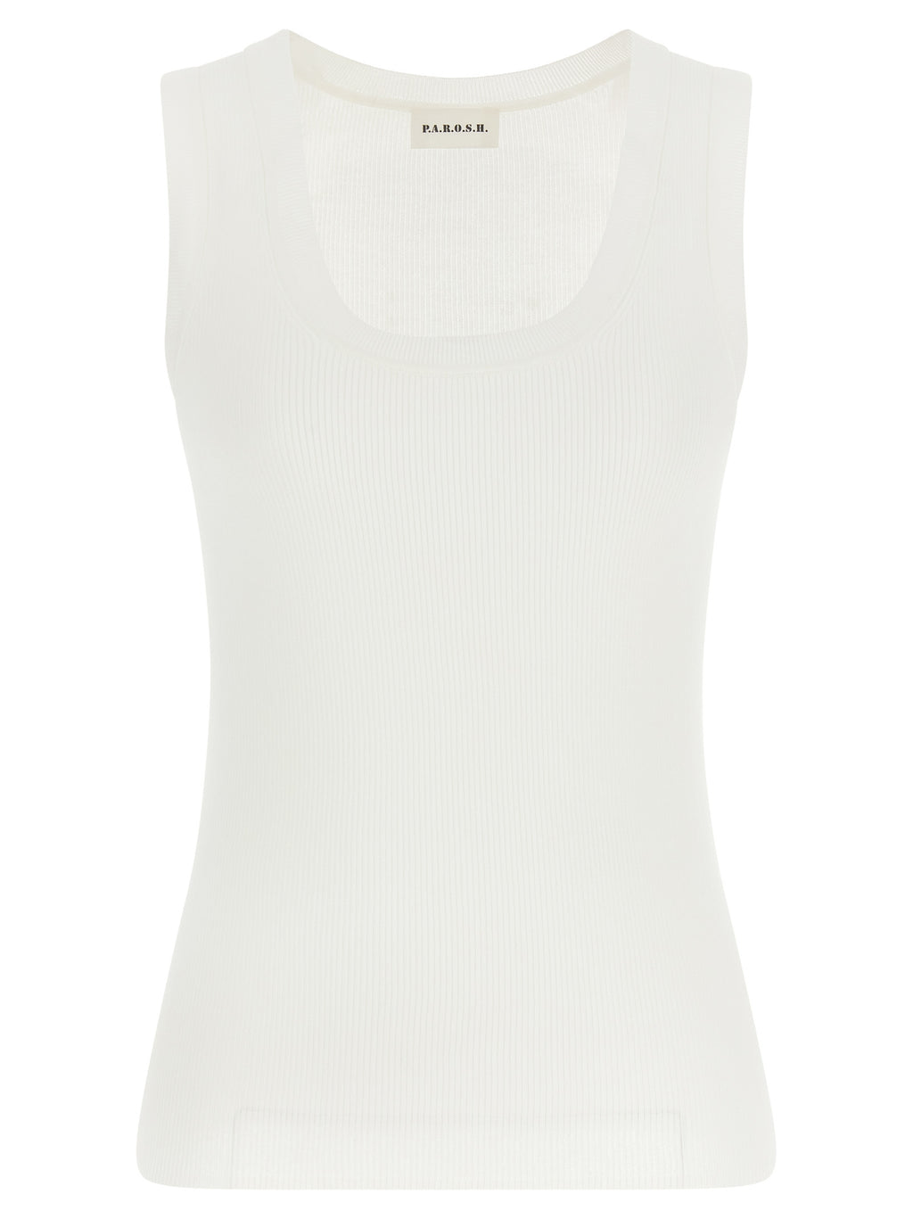 White Cotton Sleeveles T-Shirt