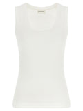 White Cotton Sleeveles T-Shirt