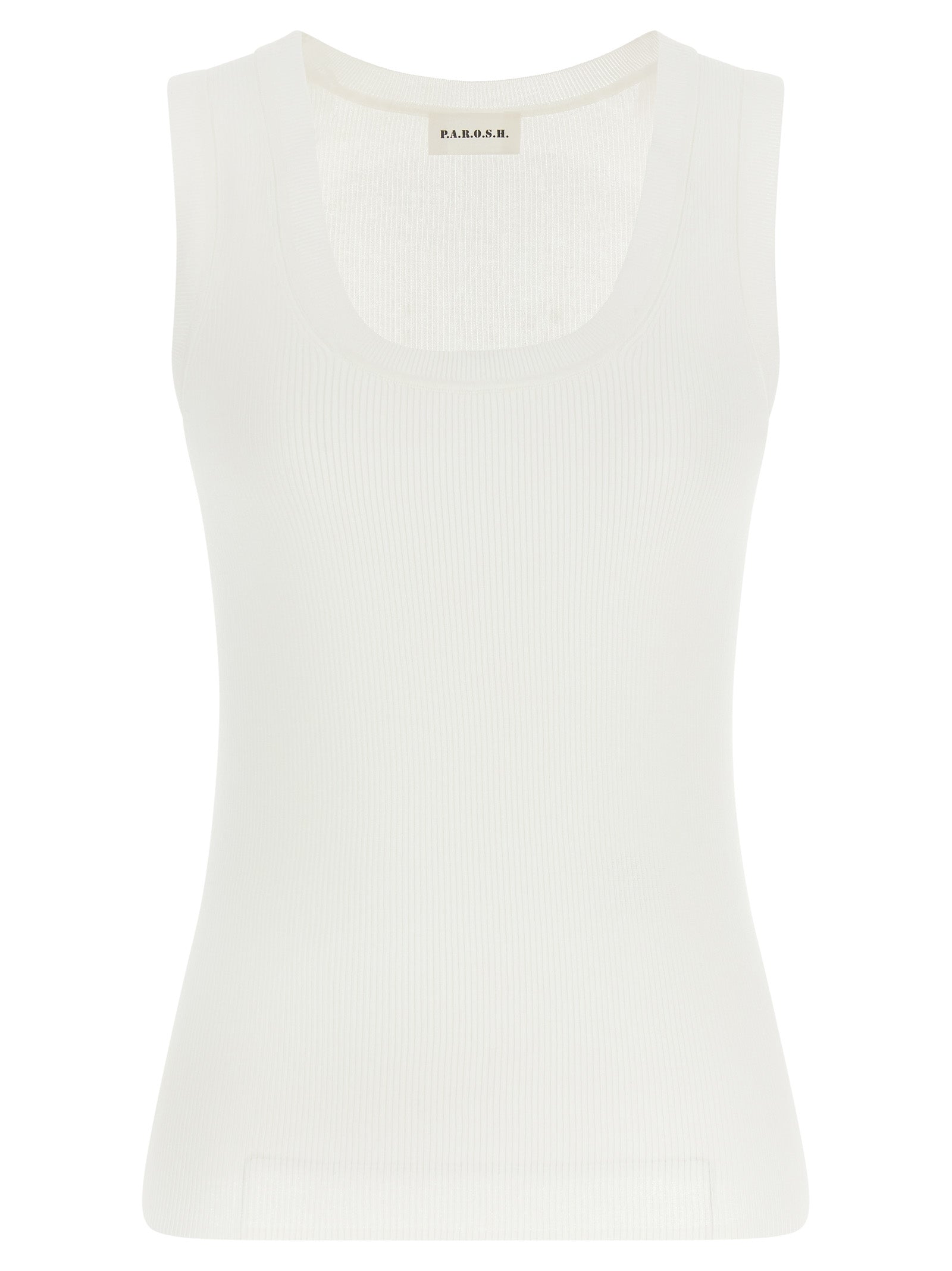 White Cotton Sleeveles T-Shirt