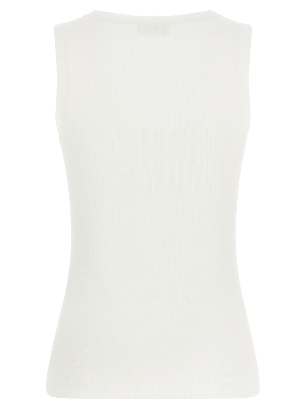 White Cotton Sleeveles T-Shirt