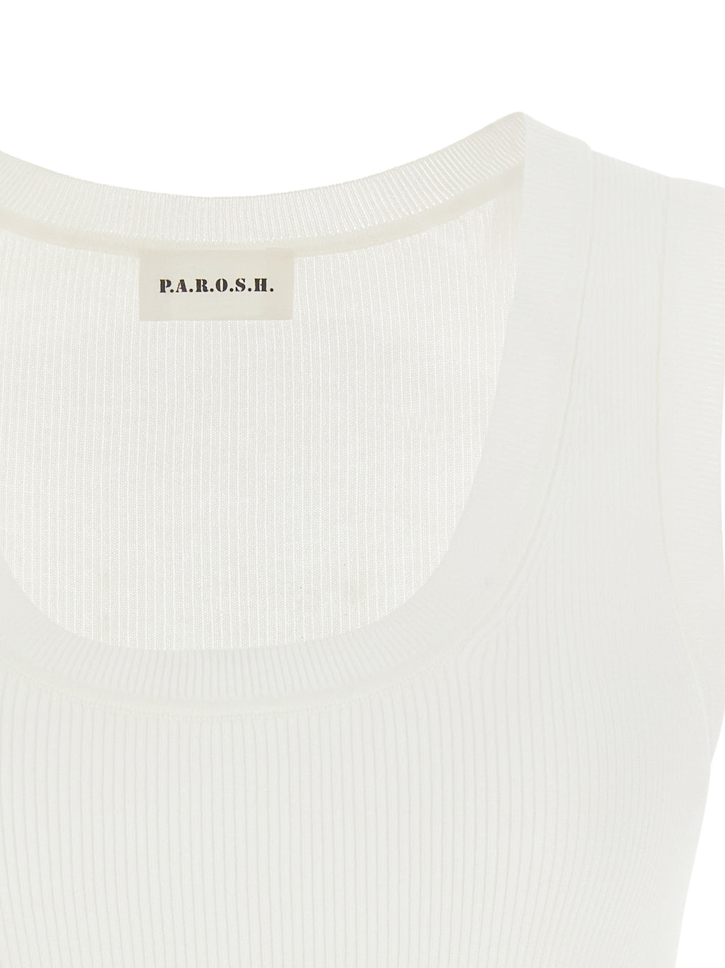 White Cotton Sleeveles T-Shirt