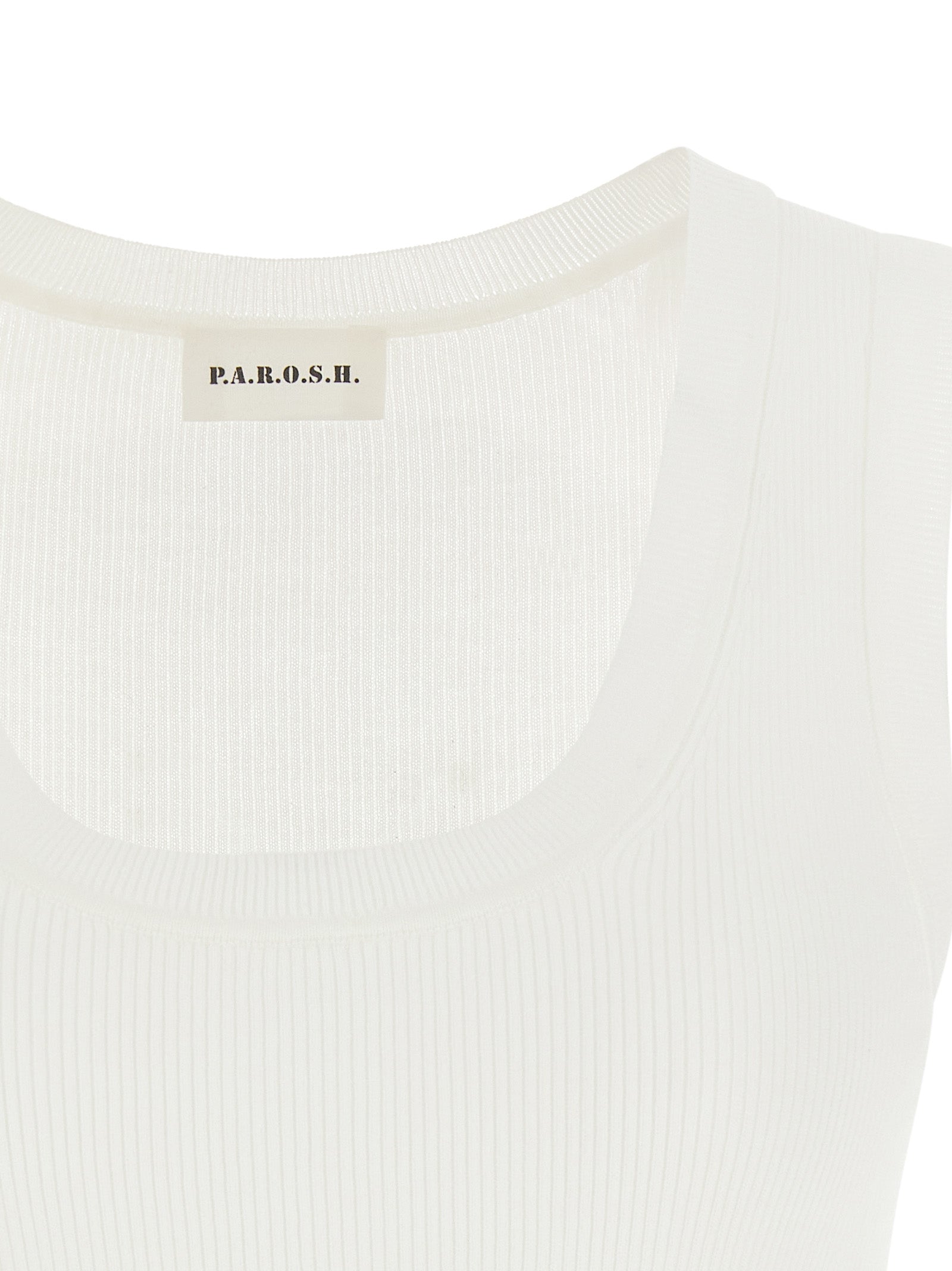 White Cotton Sleeveles T-Shirt