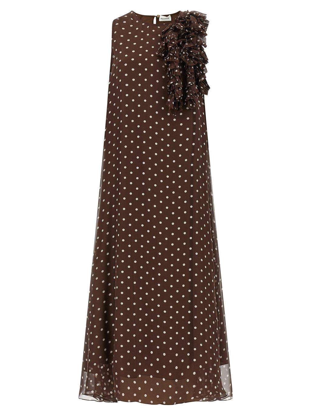 Brown Polyester Long Dress