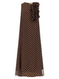 Brown Polyester Long Dress