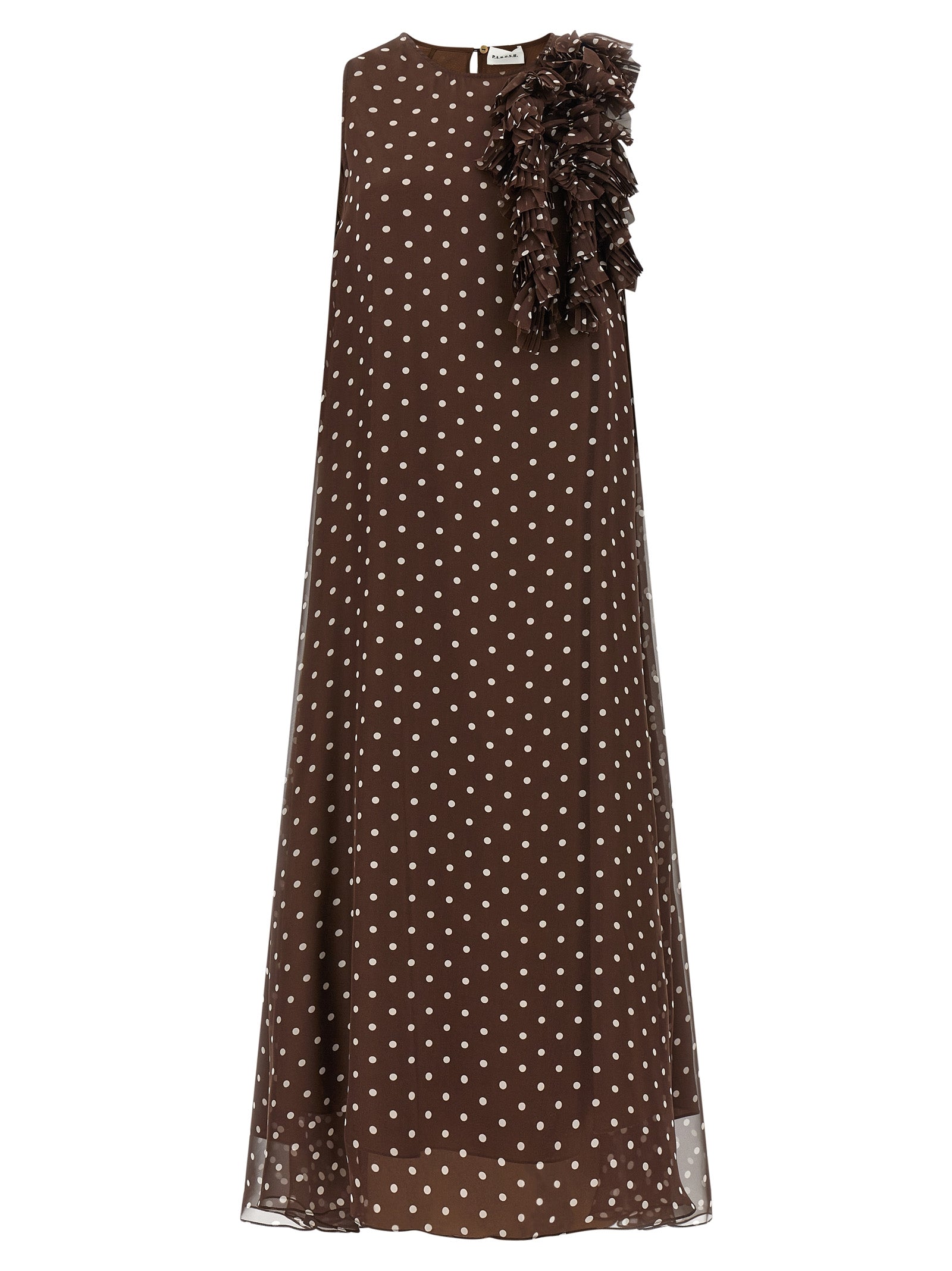 Brown Polyester Long Dress