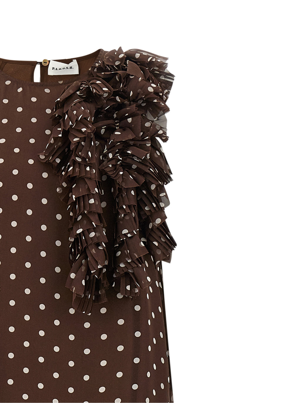Brown Polyester Long Dress