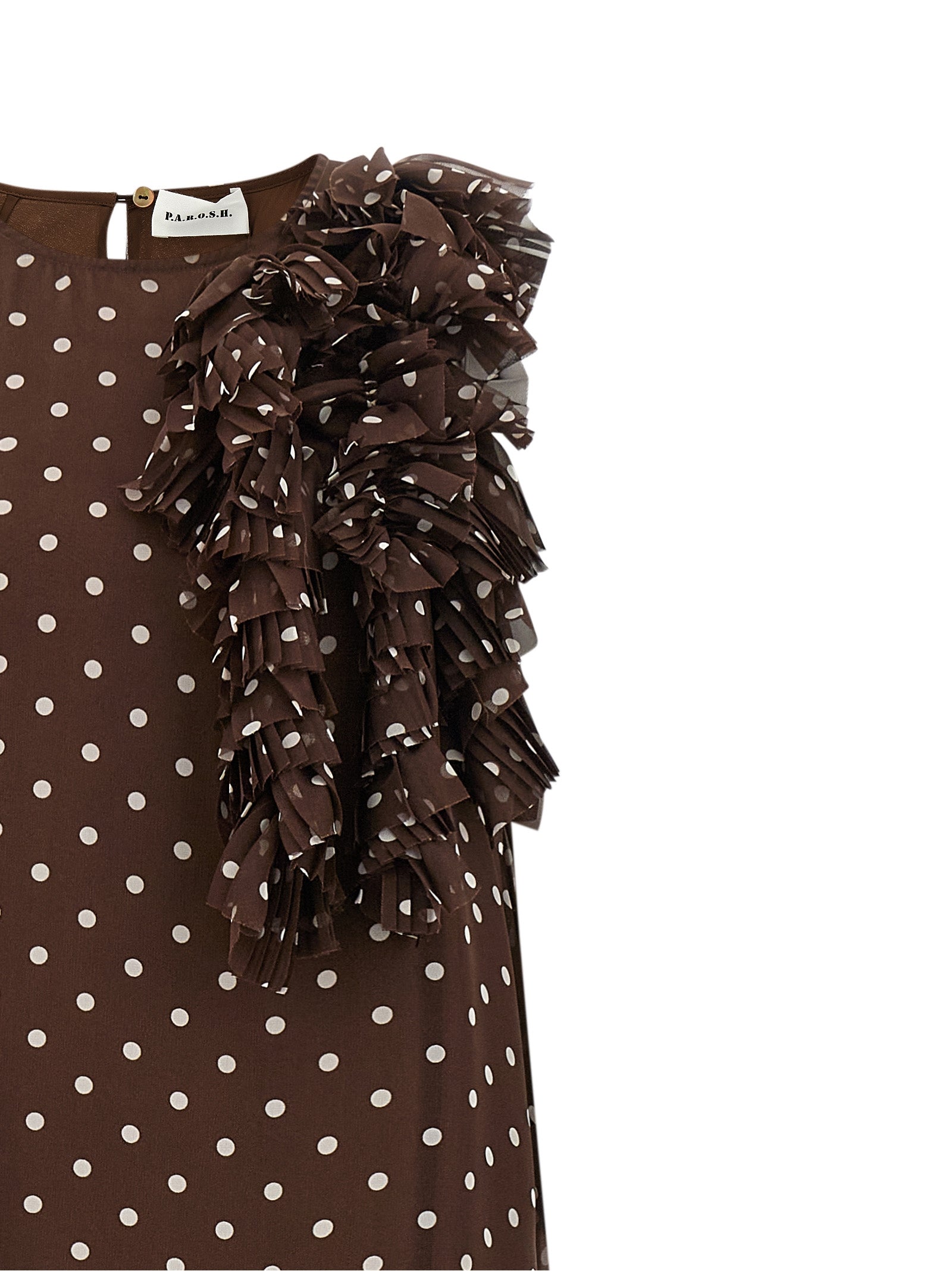 Brown Polyester Long Dress
