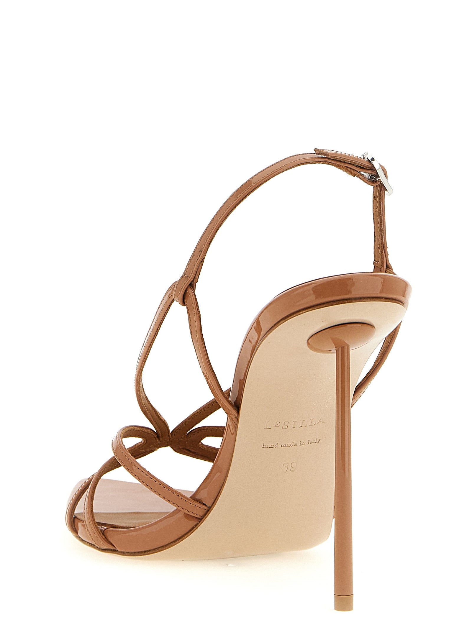 Brown Calfskin Stiletto Heel Sandals