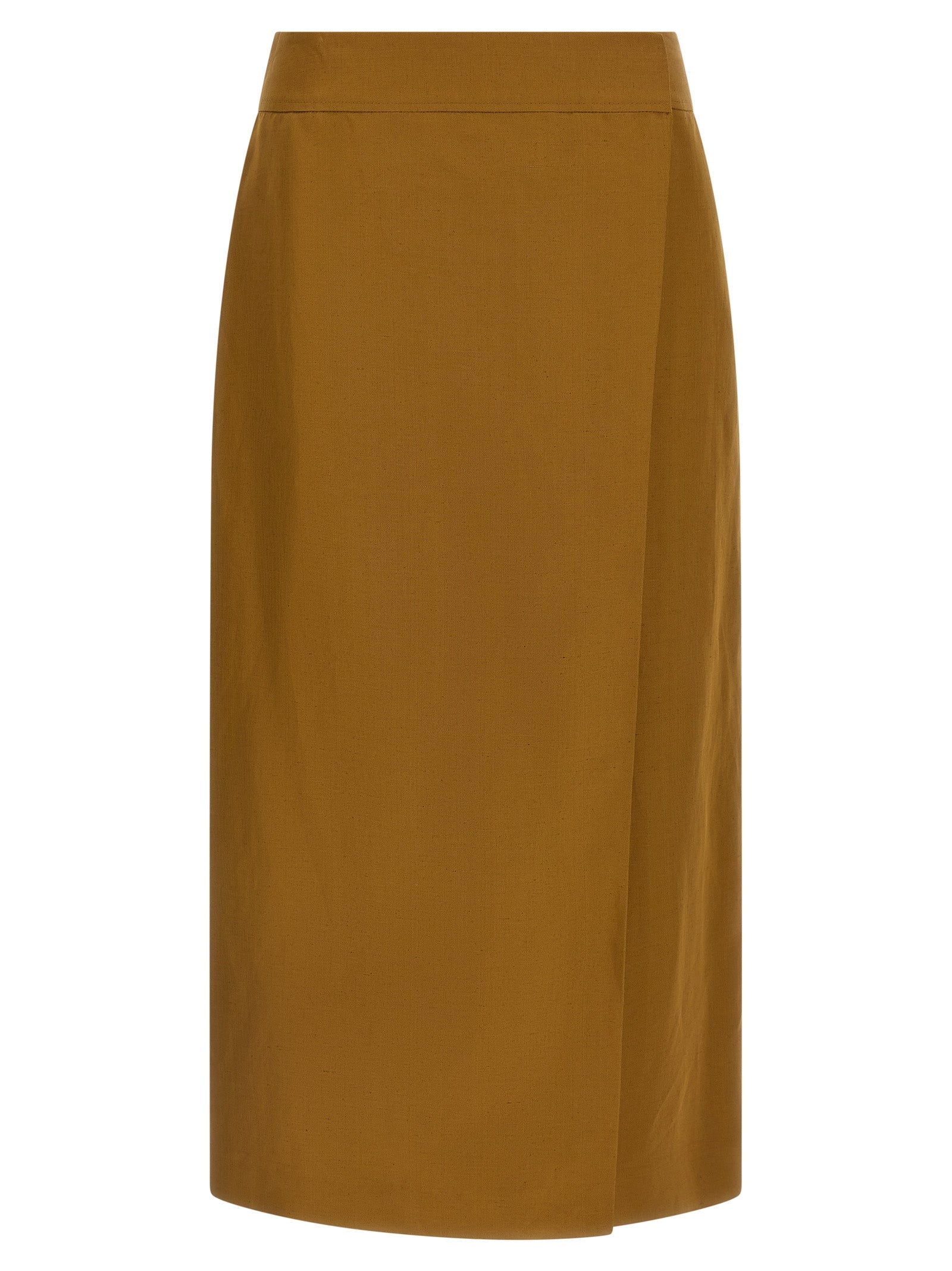 Brown Viscose Midi Skirt