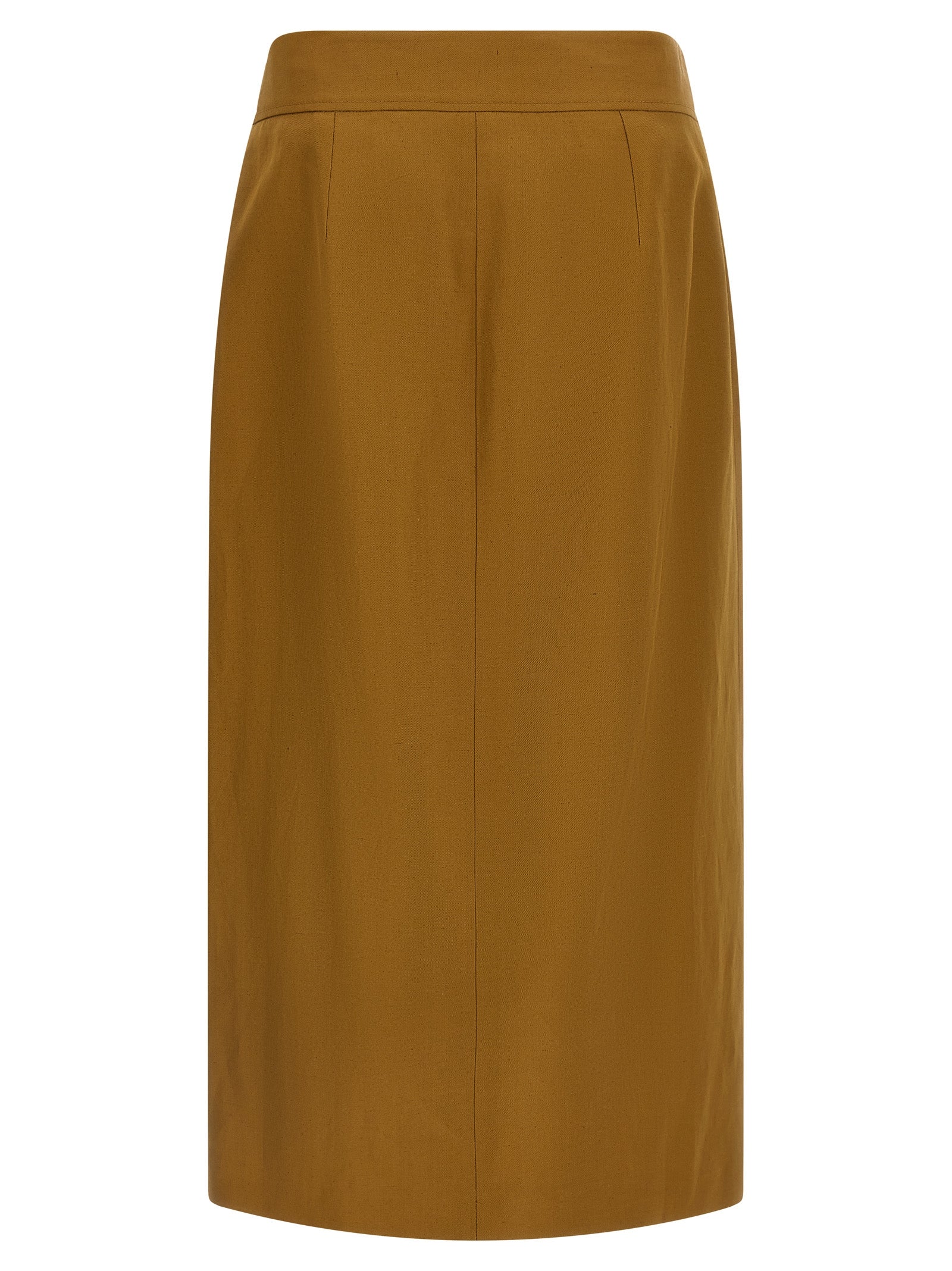 Brown Viscose Midi Skirt