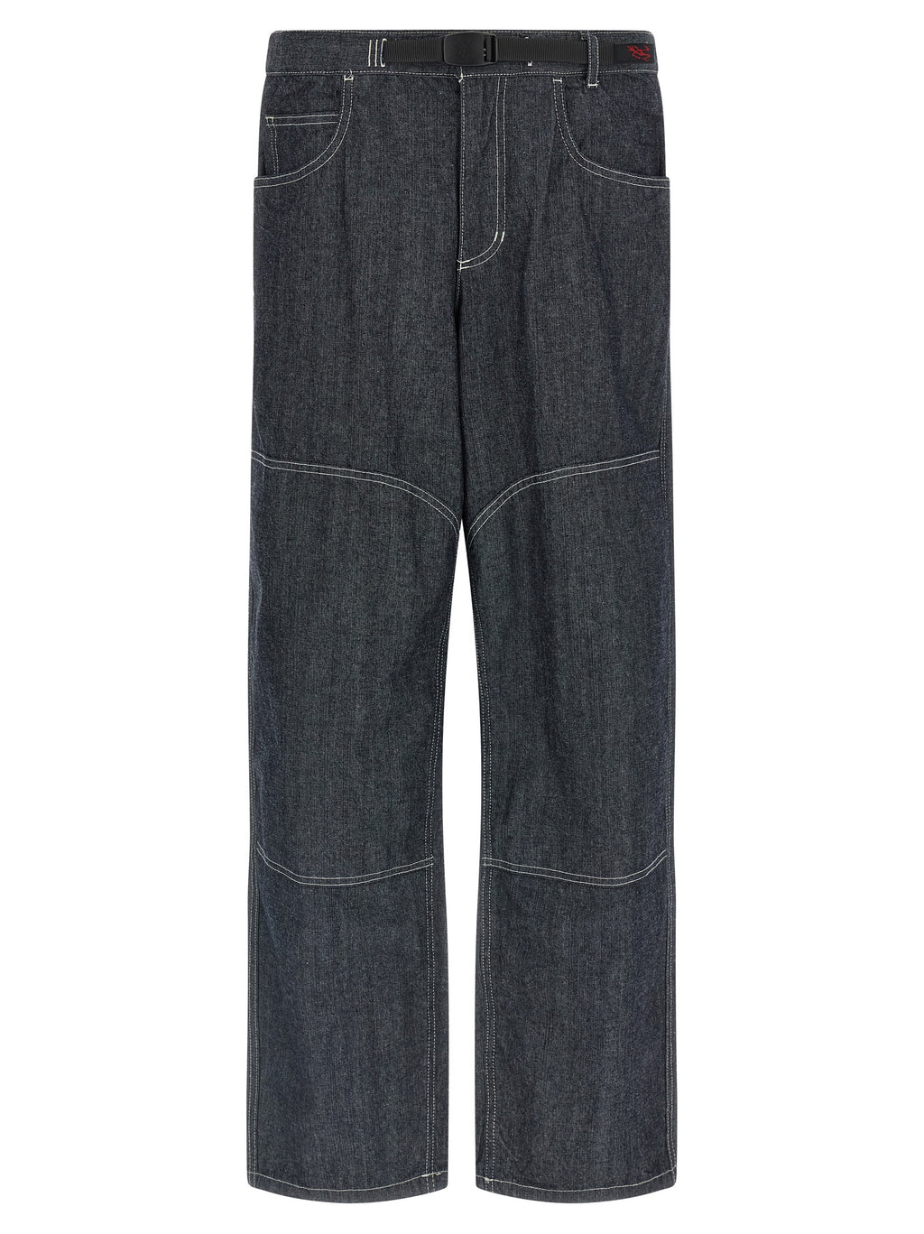 Blue Cotton Straight-Leg Jeans
