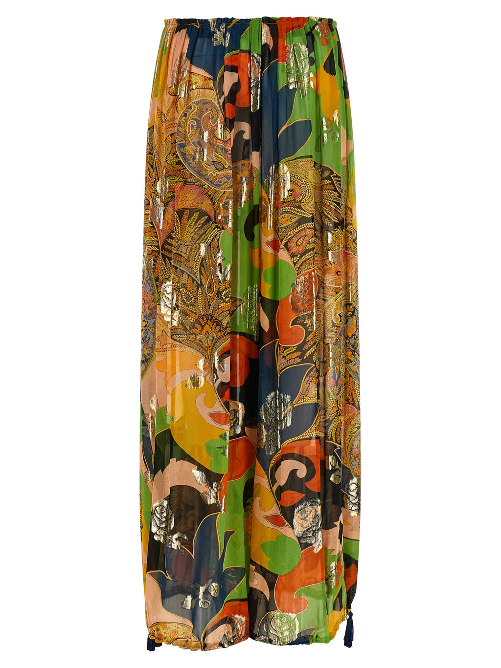 Multicolor Silk Casual Pants