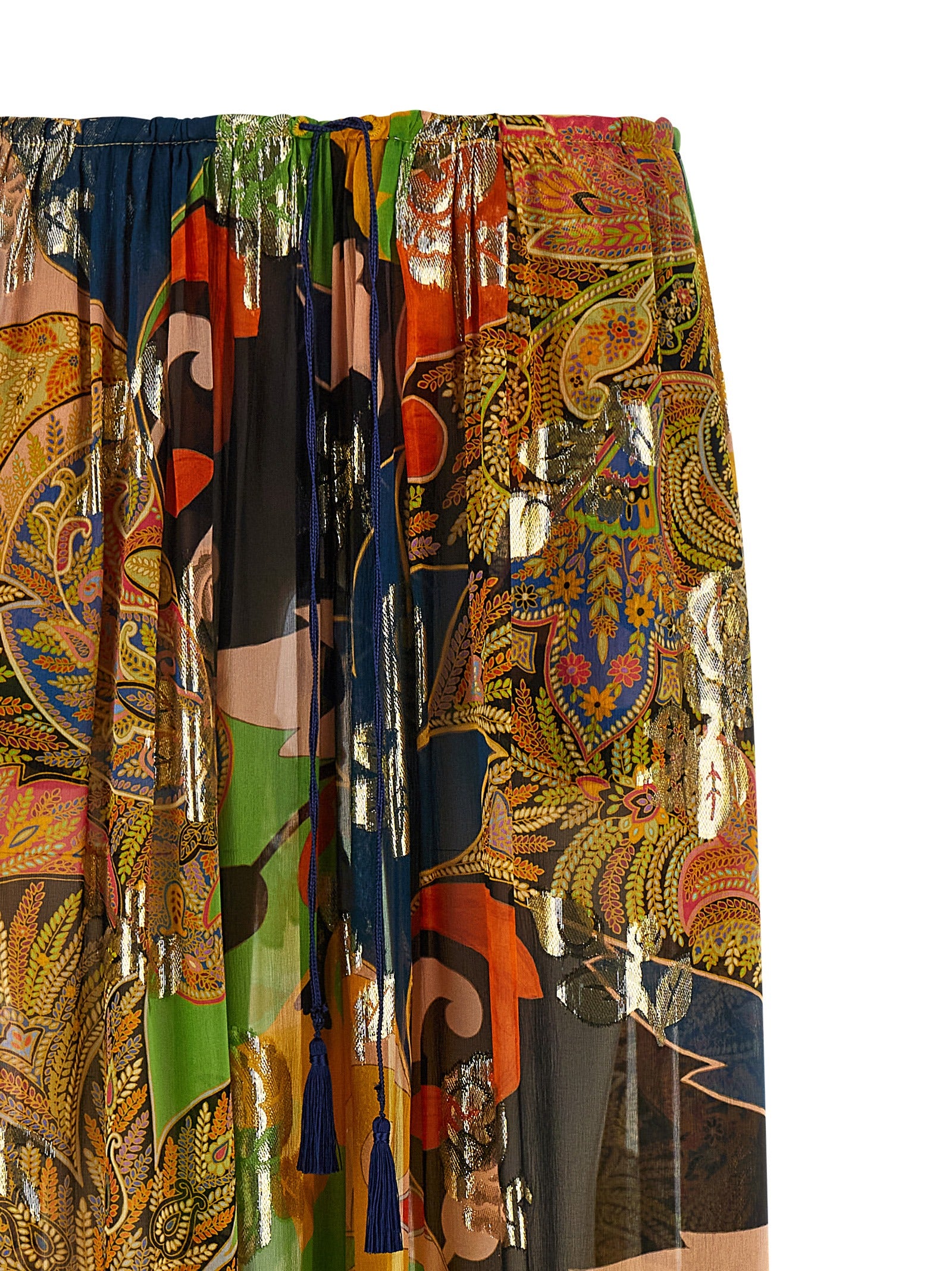 Multicolor Silk Casual Pants