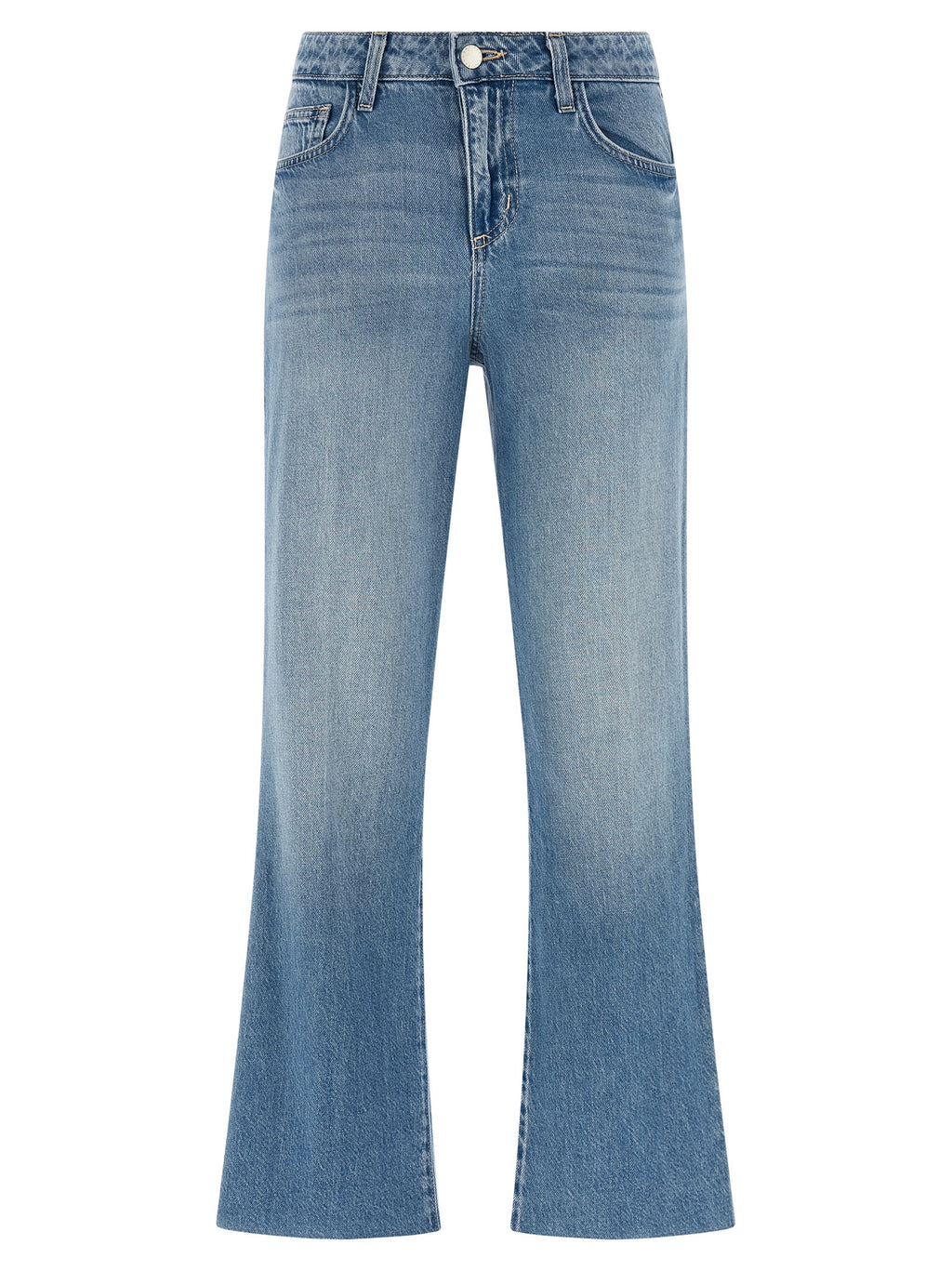 Blue Cotton Flared Jeans