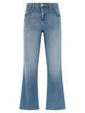 Blue Cotton Flared Jeans