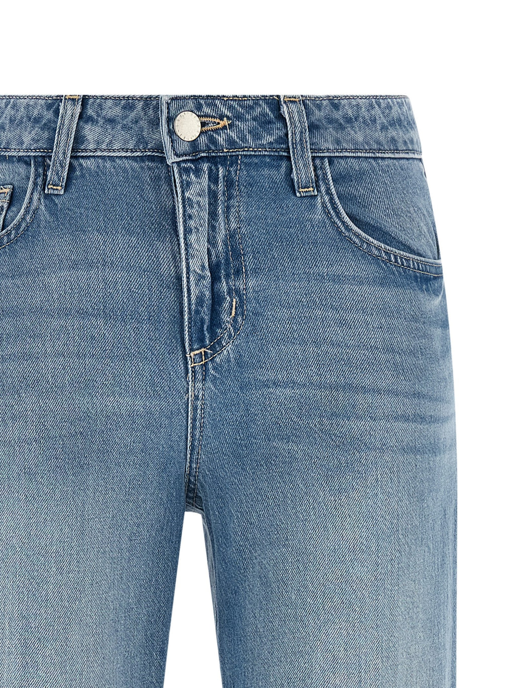 Blue Cotton Flared Jeans