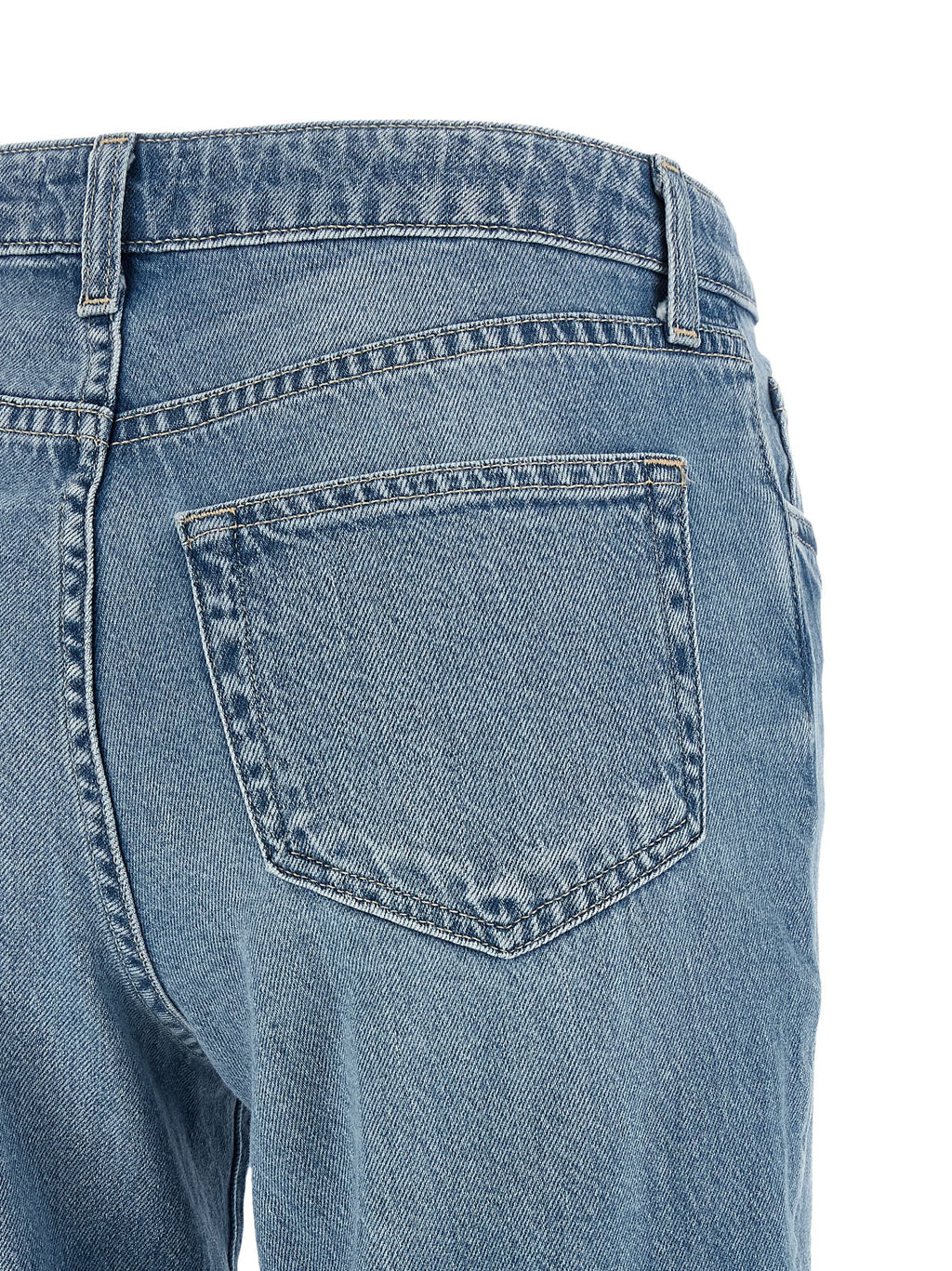 Blue Cotton Flared Jeans
