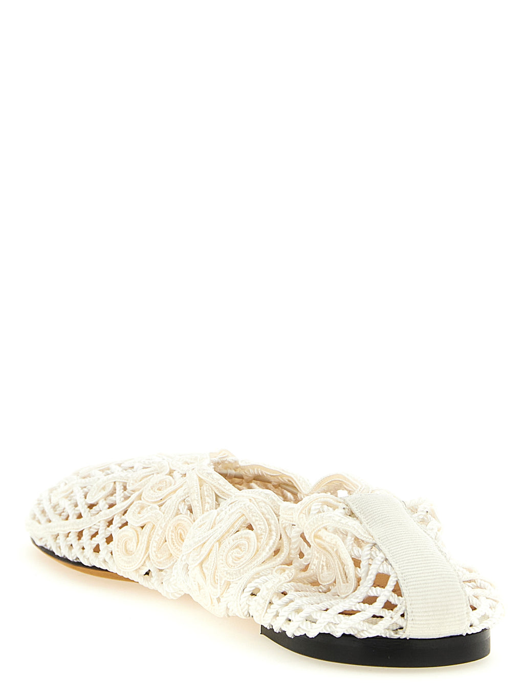 White Polyester Ballet Flats