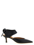 Black Lamb Leather Mid Heel Pumps