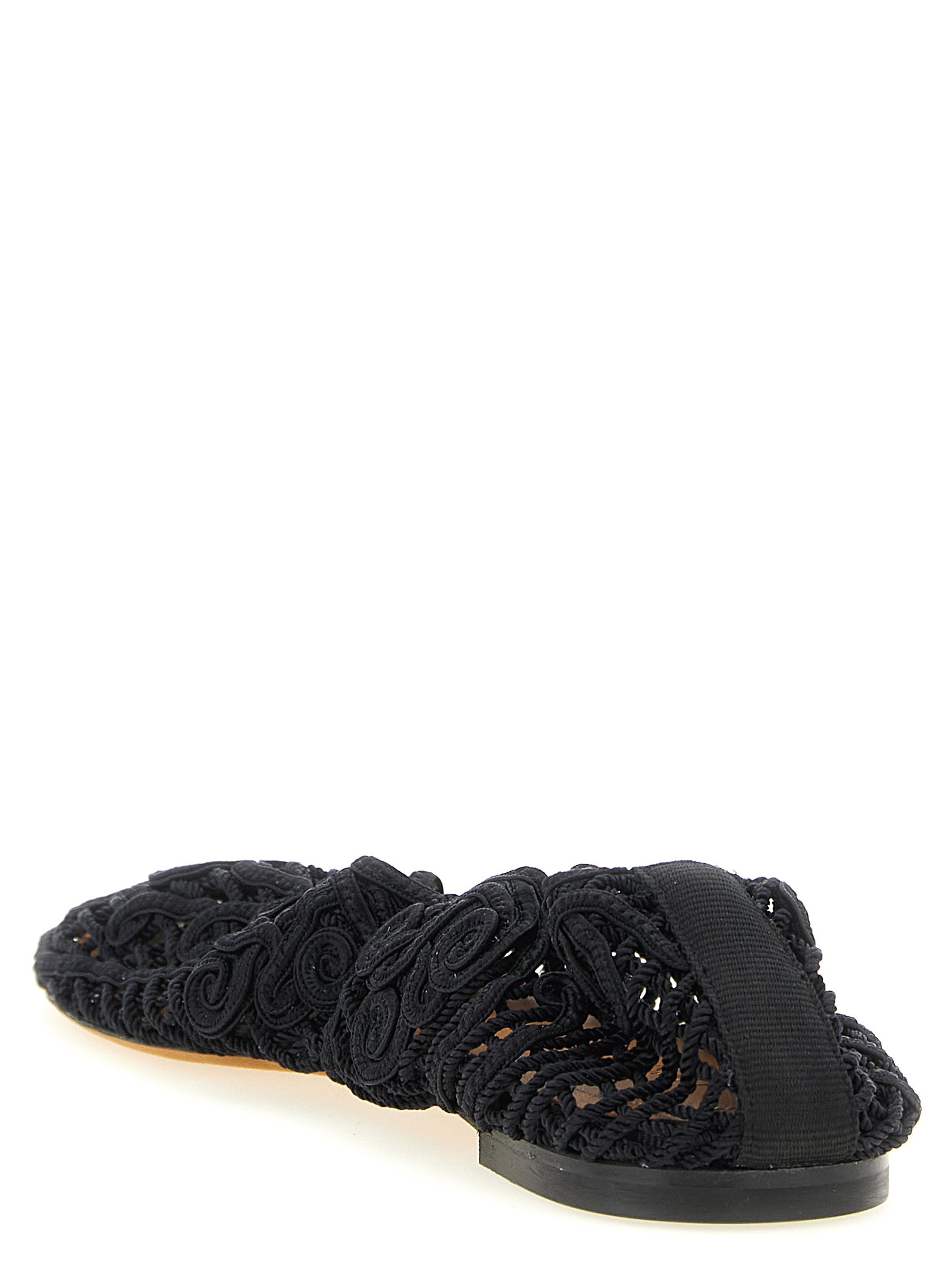 Black Polyester Ballet Flats