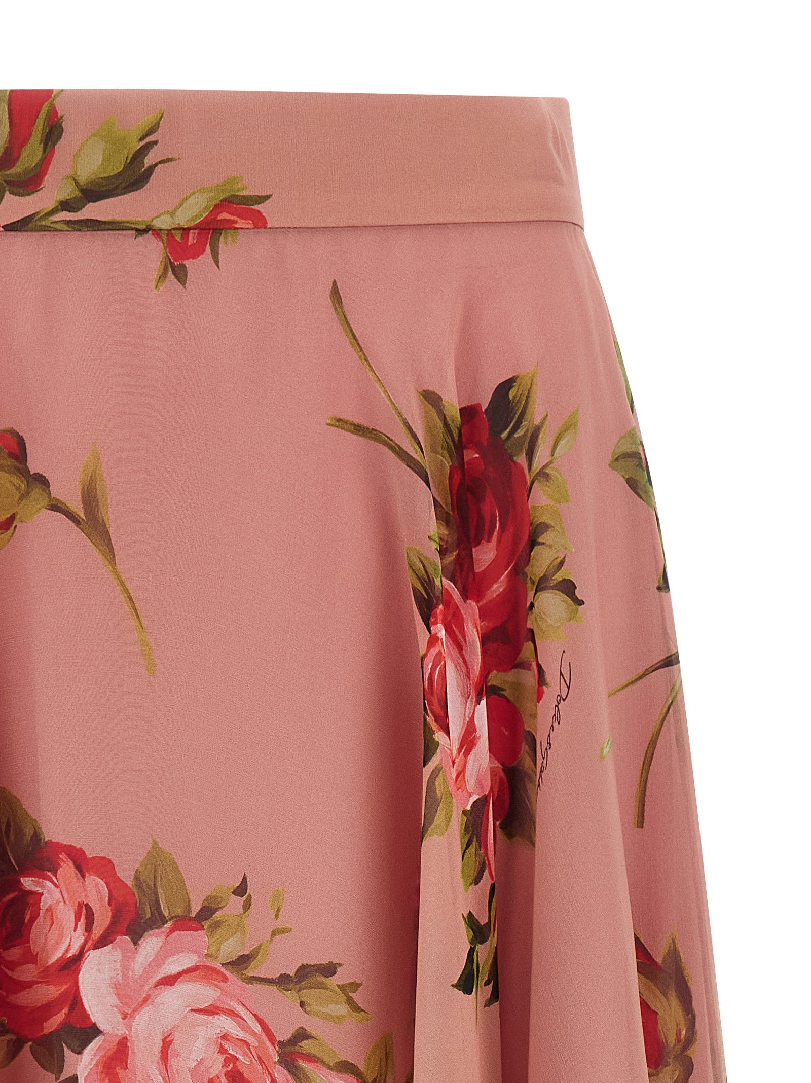 Multicolor Silk Midi Skirt